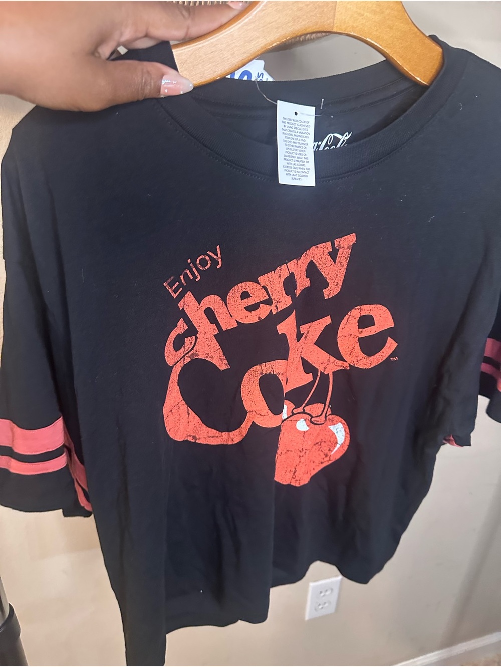 Coca Cola Black Short Sleeve Tee with Red Cherry Graphic